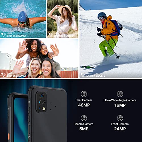 Uimidigi Bison 2 Outdoor Smartphone Ohne Vertrag Günstige 4g, 6.5 Zoll Display, 6GB/128GB (512GB Erweiterbar) 48MP+ 24MP 61500mAh Android 12 Dual SIM Handys - NFC/Face ID/OTG/GPS