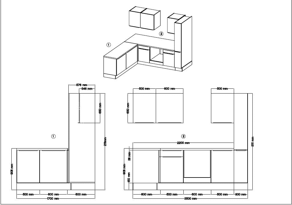 Respekta Marleen Küchenzeile, Holzwerkstoff, Weiß, 340 cm