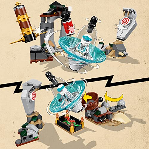 LEGO 71764 NINJAGO Ninja-Trainingszentrum mit Spinner-Spielzeug, Minifiguren Zane, Jay und Schlange, Meister des Spinjitzu