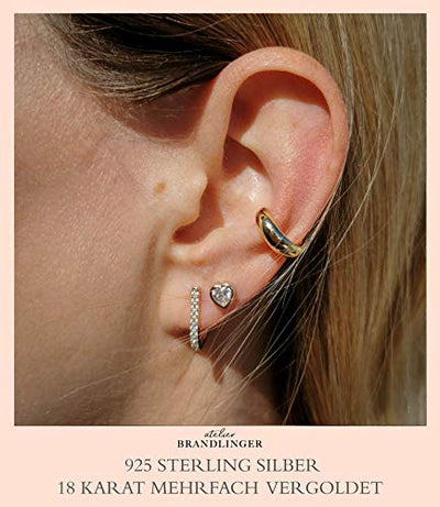 Brandlinger ® Herz Ohrstecker Silber 925. Ohrringe Herz mit oder ohne Zirkonia Stein. Schmuck Damen vergoldet mit 18 Karat (Silber und Gold) für Frauen und Mädchen.