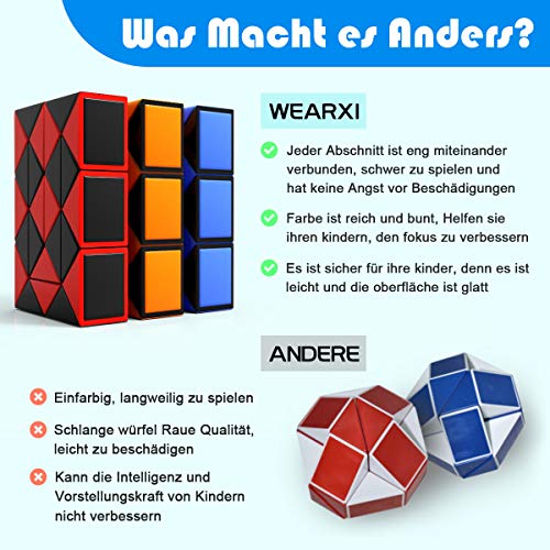 WEARXI Mitgebsel Kindergeburtstag, Geschenke zur Einschulung Junge 12er 24 Blöcke Magische Schlange, Schultüte Füllung Jungen Kleine Geschenke für Kinder Give Aways Kindergeburtstag, Fidget Toys