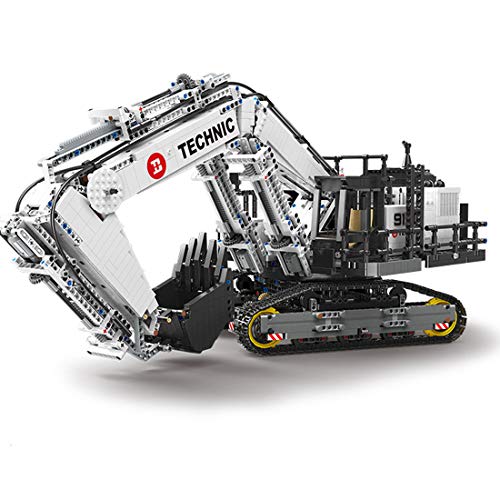 Oeasy Technik Bagger Ferngesteuert, 4342 Klemmbausteine Doppelte Fernbedienung Technic Raupenbagger mit 8 Motoren Bausteine Bauset Kompatibel mit Lego Technic