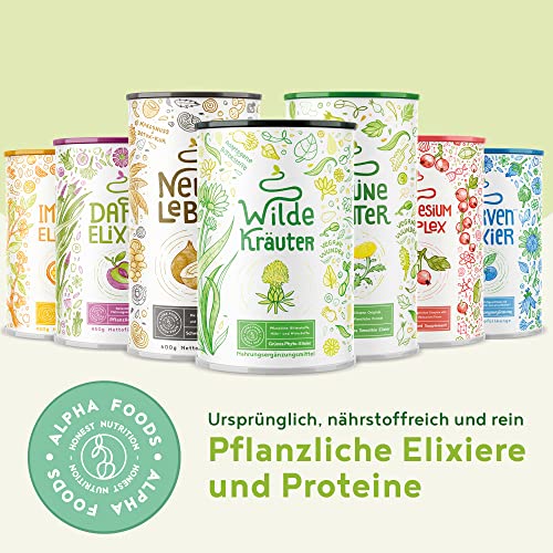 Wilde Kräuter, Nährstoffreiches Phyto-Elixier mit Heilkräutern, Adaptogenen, Algen, Wurzeln und Blüten - U.a. mit Ashwagandha, OPC, Brennnessel, Mariendistel, Chlorella, Schafgarbe Pulver