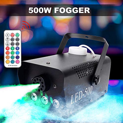 Nebelmaschine, 500W LED Licht Nebelmaschine mit Funkfernbedienung, tragbare Nebelmaschine, geeignet für Weihnachten, Halloween, Party, Hochzeitsbühne (schwarz)