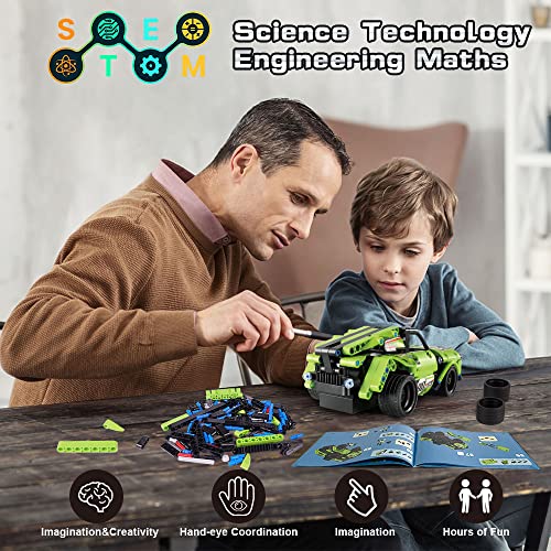 HOGOKIDS STEM Ferngesteuertes Bauspielzeug ab 6 - 12 | 2 IN 1 Technik Fahrzeug Rennwagen Bausatz 2.4GHz 335 Teile Konstruktionsspielzeug Technic Bausteine Geschenk ab 6 7 8 9 10 Jahre für Jungen