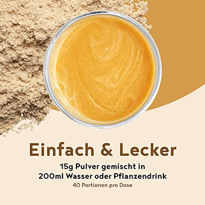 Vegan Protein - ERDNUSSBUTTER - Pflanzliches Proteinpulver aus gesprossten Reis, Erbsen, Sojabohnen, Leinsamen, Amaranth, Sonnenblumen- und Kürbiskernen - 600g Pulver