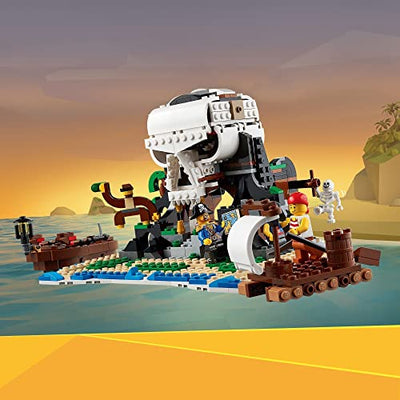 LEGO 31109 Creator 3-in-1 Piratenschiff, Taverne oder Totenkopfinsel Spielzeug Set, Piratentaverne, Pirateninsel