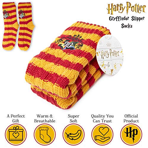 Harry Potter Winter Socken - 1 Paar Kuschelsocken Flauschige - Damen Mädchen Herren Hausschuhsocken mit Rutschfester ABS Sohle und Flauschigem Sherpa-Futter Warm Kuschelig Thermosocken - Größe 36-41