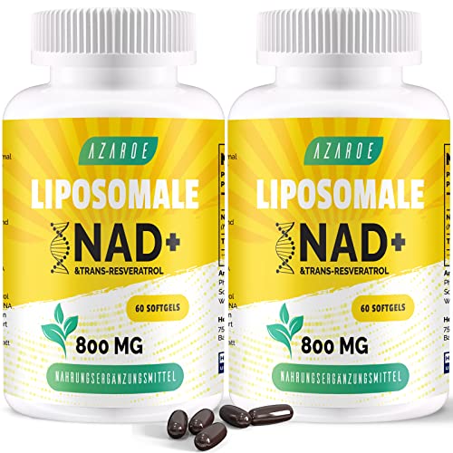 Liposomales NAD+ Trans-Resveratrol 800 mg Softgels, überlegene Alternative, Effizienter als NR, Hohe Absorption, Tatsächliche NAD+-Ergänzung für die Zellreparatur, 60 Softgels (120 Softgels (2 Pack))