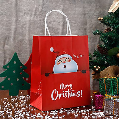 XINCHAO 9 Stück Geschenktüten Weihnachten Kraftpapier Papiertüten mit Griff Weihnachts Kraft Geschenktaschen für Weihnachtsgeschenke Geschenkverpackung