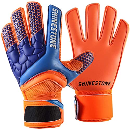 HONTIUS Torwarthandschuhe Kinder Erwachsene Jugendliche, Fußball Torwarthandschuhe Herren Fußballhandschuhe Fingersave 4mm Latex Unisex Orange 9