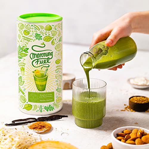 Morning Fuel Vanille Matcha Shake - Morgens Satt & Gesund, Vitamin- und Nährstoffreiche Frühstücksmischung mit Protein aus gekeimten Samen, Quinoa & Mandeln - 600 Gramm Pulver