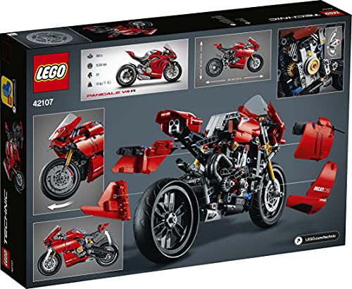 LEGO 42107 Technic Ducati Panigale V4 R Motorrad, Supermotorrad-Schaustück für Sammler, Set für Kinder und Erwachsene