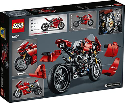 LEGO 42107 Technic Ducati Panigale V4 R Motorrad, Supermotorrad-Schaustück für Sammler, Set für Kinder und Erwachsene