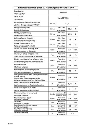 Umluft Deckenhaube 90 x 60 cm Baumann Aura 90 Edelstahl/Deckenlüfter Edelstahl/ebm-Pabst-Motor/Saugstark 940 m³/h und Leise/Abzugshaube/Dunstabzugshaube mit Randabsaugung/Inkl. Fernbedienung