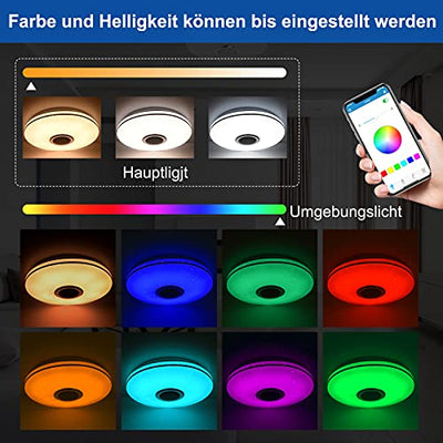 36W LED Deckenleuchte Dimmbar mit Bluetooth Lautsprecher,LED Deckenlampe mit Fernbedienung oder APP-Steuerung,RGBW Farbwechsel,Einstellbar für Schlafzimmer Küche Kinderzimmer Wohnzimmer