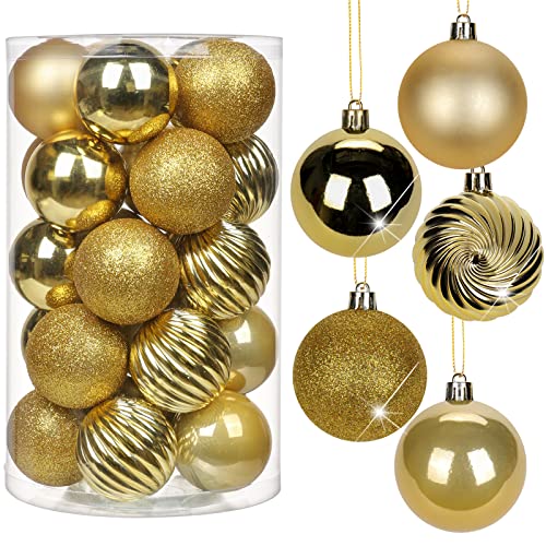 6CM Weihnachtsdeko Weihnachtskugeln, 25 Stücke Bruchsiche Christbaumkugeln Ornamente Weihnachtsbaumschmuck für Weihnachtsbaum Christbaumkugeln Weihnachtsdekoration Kugeln