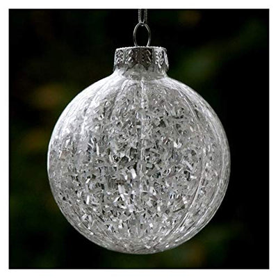 WWWFZS Weihnachtskugel Dekoration Durchmesser = 8 cm 48pcs / Pack Gestreifte Glasweihnachtskugel Mit Inner Glas Chip Dekorative Glasstern Weihnachten Anhänger Weihnachtskugeln