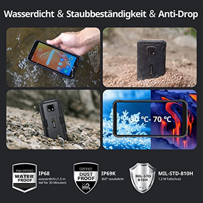 Blackview BV4900 Pro (2022) Android 12 Outdoor Smartphone, 7GB+64GB/256GB Outdoor Handy Ohne Vertrag Günstig - 5580mAh/13MP+5MP/Dual SIM 4G/5.7" HD/Wasserdicht, NFC/Face ID/OTG/GPS - Schwarz