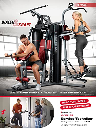 Sportstech Premium 50in1 Kraftstation für EIN Allround Training | Multifunktions-Heimtrainer mit Stepper & LAT-Zugturm | HGX Fitness-Station aus Eva Material | Robust für Zuhause (HGX250 Modell2021)