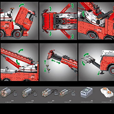 Mould Technik Kran LKW 19008, Technik Pneumatik LKW Ferngesteuert, 10966 Teile Technic Kranwagen Motorisierte Modell mit 19 Motoren, Custom Bausteine Kompatibel mit Lego Technik