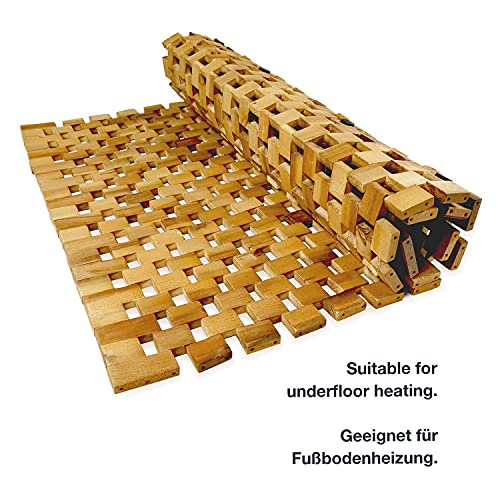 rutschfeste Holz Badematte Natur 50x80 - Nachhaltige, Robuste Holzmatte für Badezimmer, Sauna & Wellness - Duschvorleger aus 100% Akazienholz