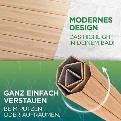 Green'n'Modern Badematte aus Bambus rutschfest 80 x 50 | Bambusmatte Badteppich Badezimmer | Holz Duschvorleger hygienisch | Holzteppich Fußbodenauflage | Bambusteppich als Badmatte | WC-Matte