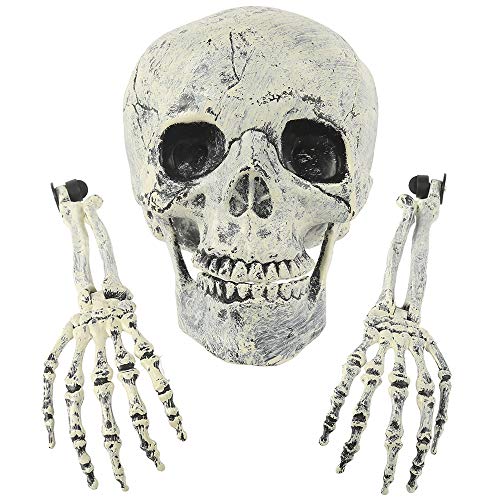 78Henstridge Halloween Deko Horror Skelett Schädel Realistische Gruseliger Skeleton für Halloween Party Garten Hof Dekoration