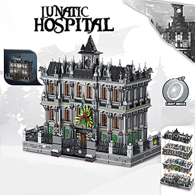 LDB SHOP Bausteine Architektur Modell, 7537 Klemmbausteine Architektur Baustein Modell Lunatic Hospital Irrenhaus Custom Bauspiel, Modular Building Konstruktionsspielzeug Kompatibel mit Lego