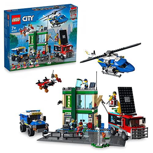 LEGO 60317 City Banküberfall mit Verfolgungsjagd mit Hubschrauber, Drohne und 2 LKWs, Polizei-Set, Weihnachtsgeschenkidee für Jungen und Mädchen ab 7 Jahren