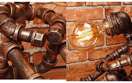 SXGDX Retro-Stil Kreative Persönlichkeit Eisen Roboter Wasser Rohre Industrie Tischlampe Steampunk E27 Nachttischlampen Study Cafe Bar