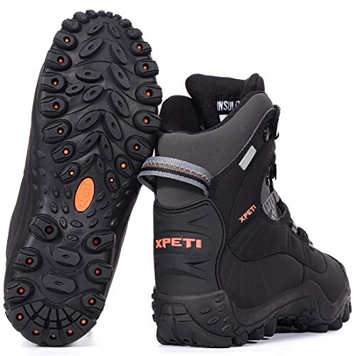 XPETI Wanderschuhe Herren Wasserdicht Wanderstiefel Trekkingstiefel Herren Winter Trekkingschuhe Camping Outdoorschuhe Bergschuhe Schwarz EU 42