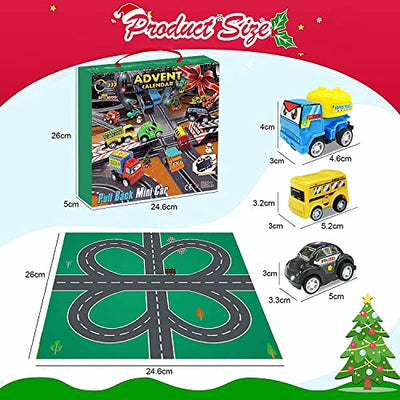 Adventskalender 2022 Kinder Adventskalender Auto Set Enthält Feuerwehrfahrzeug, Bagger Adventskalender für Jungen Weihnachten 24-Tage Countdown Auto Weihnachtsgeschenke für Kinder Mädchen