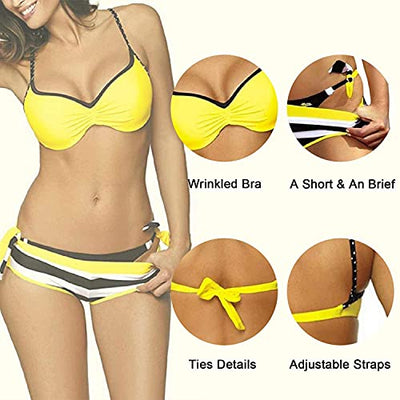 CMTOP Bikini Set mit Hotpants Damen Push Up Bademode Strand Badeanzug Bikini Damen Set Push Up Bademode Zweiteilige Neckholder Women Beachwear Halfter Badeanzug Badeanzug Summer Beach Kleidung