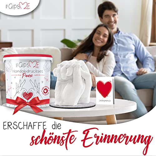 GipsME 3D Handabdruck Set für Paare - Gipsabdruckset - Partner und Pärchen Geschenke für Frauen und Erwachsene als Hochzeitstag, Jahrestag-Geschenk für Sie und Ihn, Weihnachtsgeschenke für Frauen