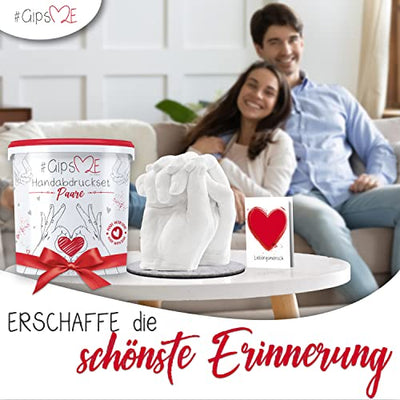 GipsME 3D Handabdruck Set für Paare - Gipsabdruckset - Partner und Pärchen Geschenke für Frauen und Erwachsene als Hochzeitstag, Jahrestag-Geschenk für Sie und Ihn, Weihnachtsgeschenke für Frauen