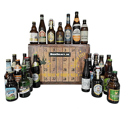 Adventskalender mit Bier von BierSelect - 24 verschiedene Biere aus Deutschland. Besonderes Geschenk zu Weihnachten für alle Bierliebhaber, Mann, Vater, Opa, Onkel