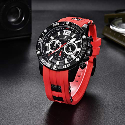 Uhr Herren SAPPHERO Herren Armbanduhr Chronograph Analogue Quartz Männer Uhren 3ATM Wasserdicht Großes Zifferblatt Silikon Bänder Business Military Sport Style Elegant Geschenk für männer