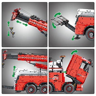 LOTFUN Technik LKW mit 19 Motoren, RC Schwerlast-Abschleppwagen, MK 19008, Kran Truck ferngesteuertes Auto Kompatibel mit Lego Technic - 10966 Teilen, 100 x 26,8 x 40,2cm