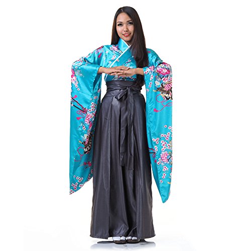 PRINCESS OF ASIA Hochwertiges Japan Damen Geisha Samurai Kriegerin Kimono Outfit Kostüm Hanfu Kleid Kanna aus Baumwolle & Satin