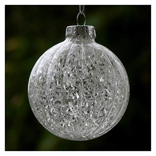 WWWFZS Weihnachtskugel Dekoration Durchmesser = 8 cm 48pcs / Pack Gestreifte Glasweihnachtskugel Mit Inner Glas Chip Dekorative Glasstern Weihnachten Anhänger Weihnachtskugeln