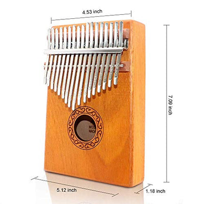 GUNAI 17 Schlüssel Kalimba Daumenklavier, Mahagoni Marimba Instrument mit Tuninghammer und 7 Zubehör für Musikliebhaber Anfänger