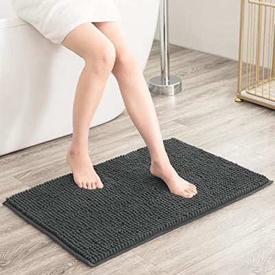 subrtex Badematte rutschfest Badteppich aus Chenille Saugfähig Badezimmerteppich Weich Maschinenwaschbar Badvorleger mit Wasserabsorbierenden (40×60cm, Grau)