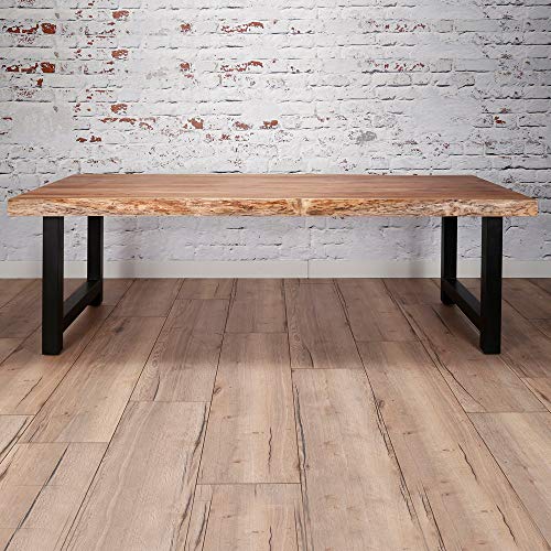 Esstisch Baumstamm 200 x 100 cm Baumkante Akazie Massivholz Dinnertisch Esszimmertisch