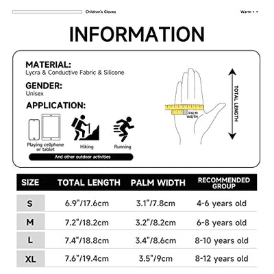 OutdooKinder Winterhandschuhe, Winddichte, warme Handschuhe, rutschfeste Touchscreen-Fahrradhandschuhe für 4-12 Jahre alte Kinder, Jungen, Mädchen-Sport, Winterhandschuhe (L)