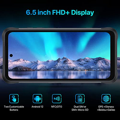 Uimidigi Bison 2 Outdoor Smartphone Ohne Vertrag Günstige 4g, 6.5 Zoll Display, 6GB/128GB (512GB Erweiterbar) 48MP+ 24MP 61500mAh Android 12 Dual SIM Handys - NFC/Face ID/OTG/GPS