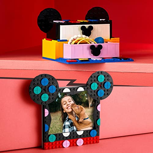 LEGO 41964 DOTS Micky & Minnie Kreativbox zum Schulanfang, 6-in-1 Bastelset mit Taschenanhängern, Aufkleber und Büro-Set Spielzeug, Geschenkidee Weihnachten