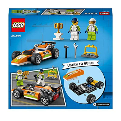 LEGO 60322 City Rennauto, Formel 1 Auto für Kinder ab 4 Jahren, Rennwagen-Spielzeug mit Mechaniker- und Rennfahrer-Minifiguren, Rennauto