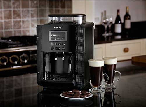 Krups EA8150 Kaffeevollautomat Essential Espresso | 1450 Watt | 1,7 Liter Wassertank | 15 bar | LCD-Display | 3 Temperaturstufen + 3 Mahlgrade | Schwarz