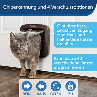 PetSafe Mikrochip Katzentür, Exklusiver Zugang für Ihre Katze, hält fremde Tiere draußen, Braun, Für Katzen bis 7 kg